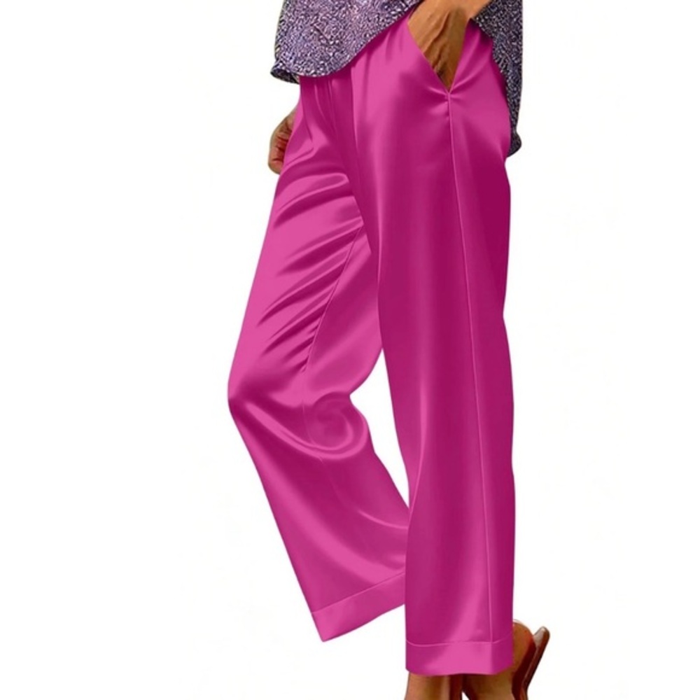 Sincerely Jules Fuchsia Satin Pants